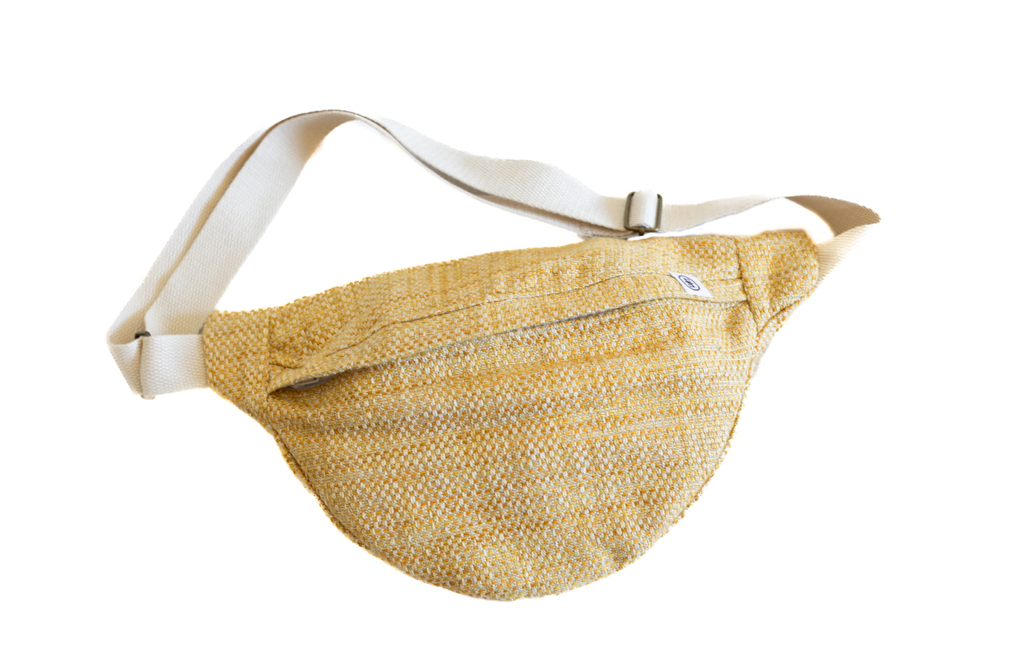 Banane jaune en tissu recyclé avec fermeture éclair, création artisanale Étofé faite main, écoresponsable et tendance.