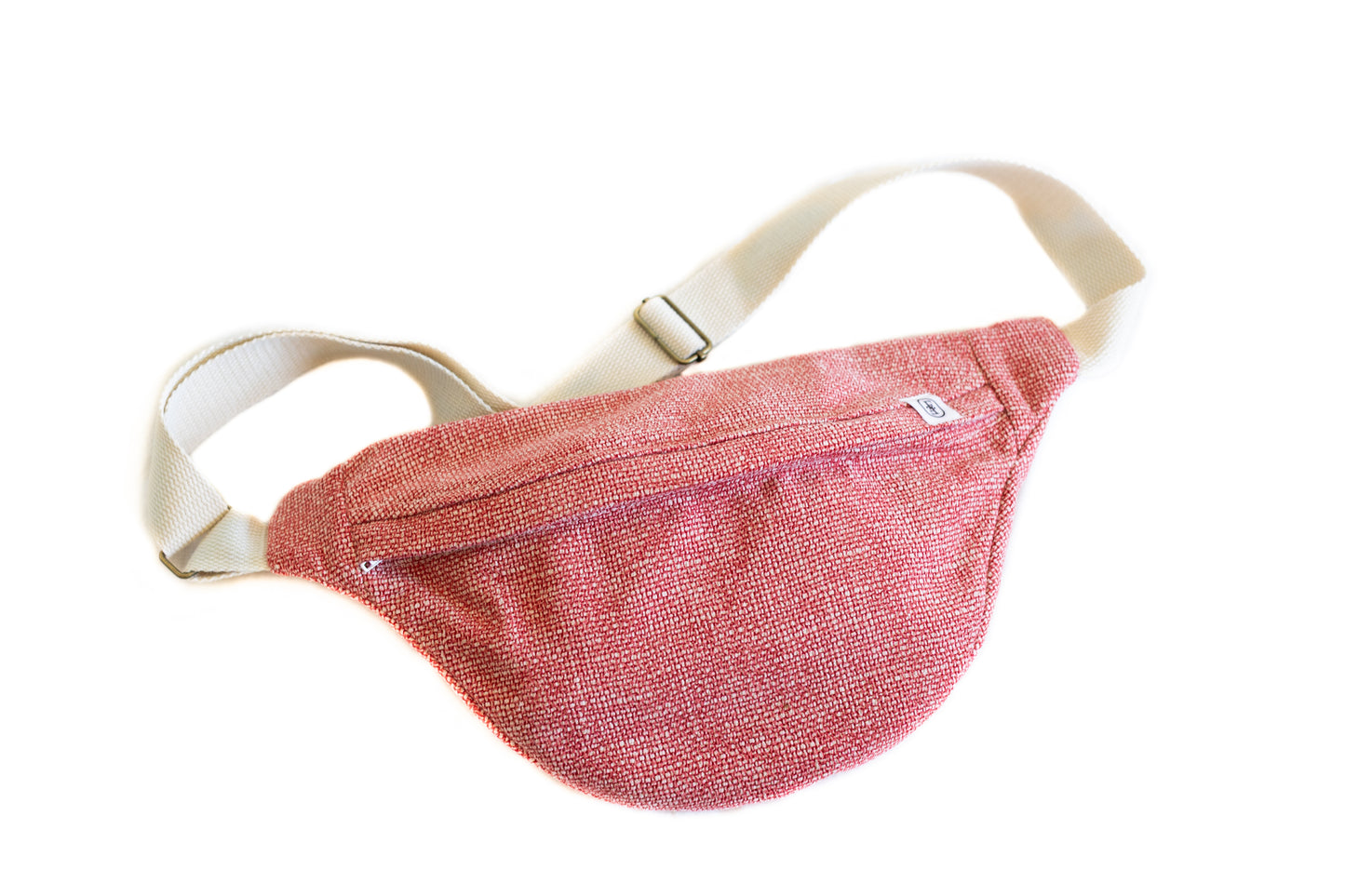 Banane rouge chiné Étofé en coton recyclé avec sangle écrue et fermeture éclair ton sur ton